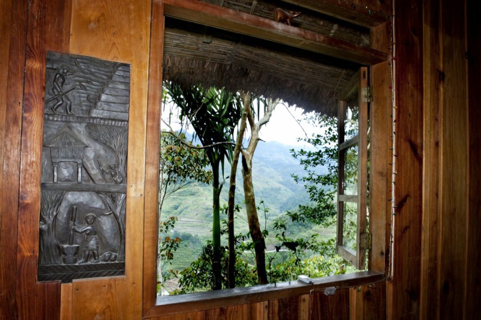 Native Village Inn Philippines window overlooking the rice paddies