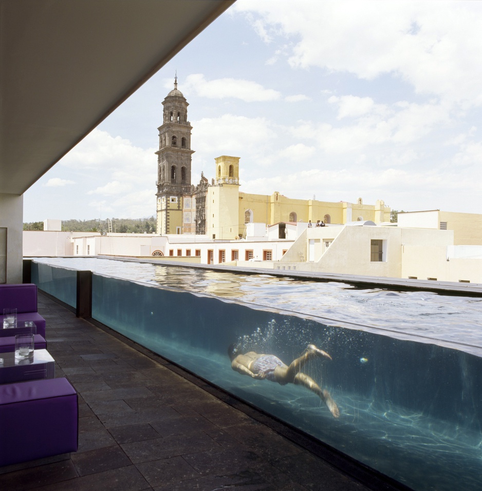 See-through pool on the rooftop