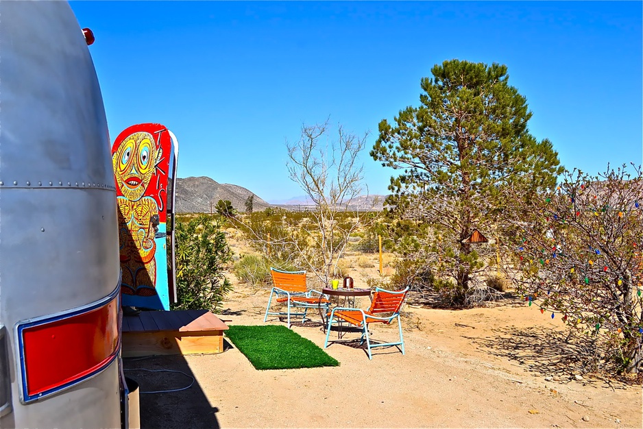 Red Stripe Airstream terrace