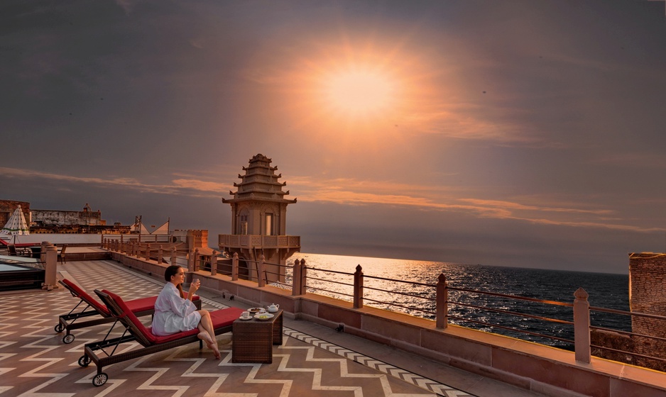 BrijRama Palace Rooftop Terrace Sunrise