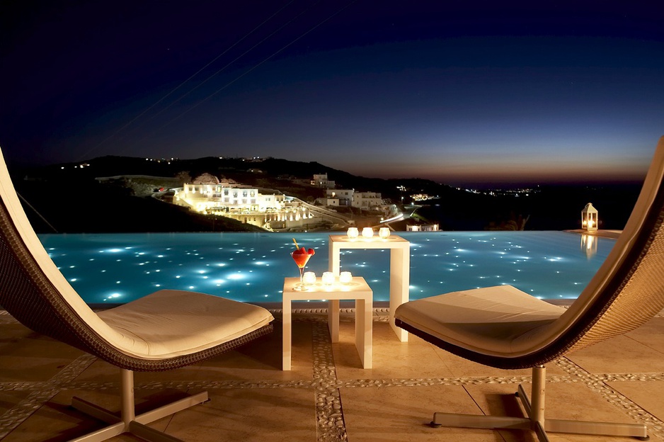 Infinity pool at night