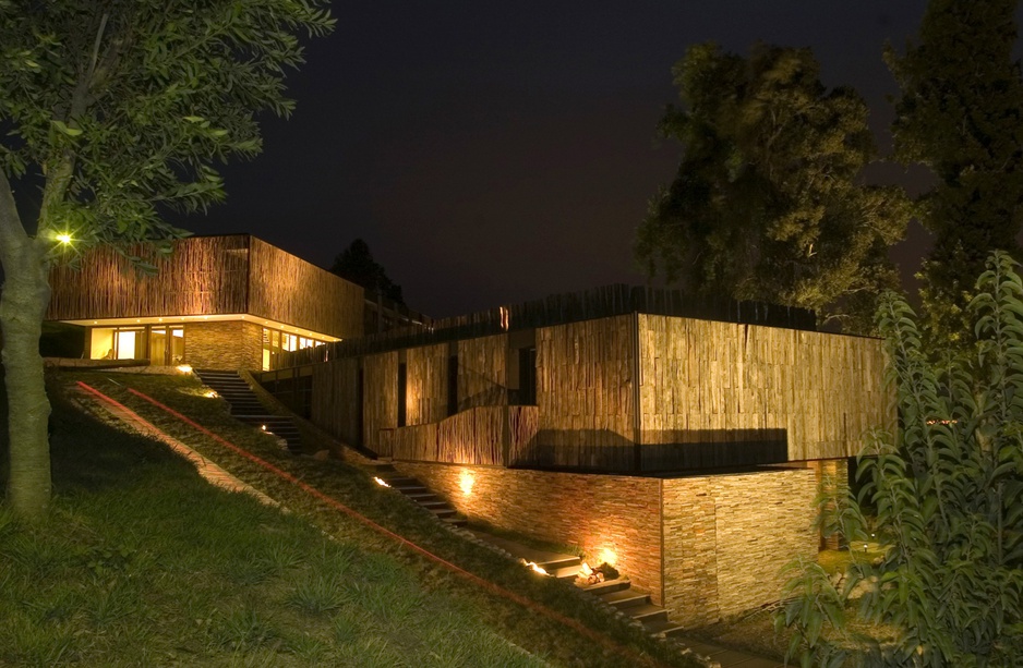 Arrebol Patagonia Hotel building at night