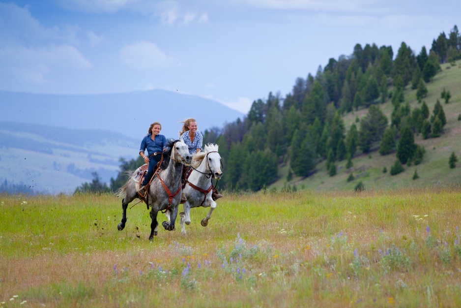 Horse riding in the wilderness of Montana