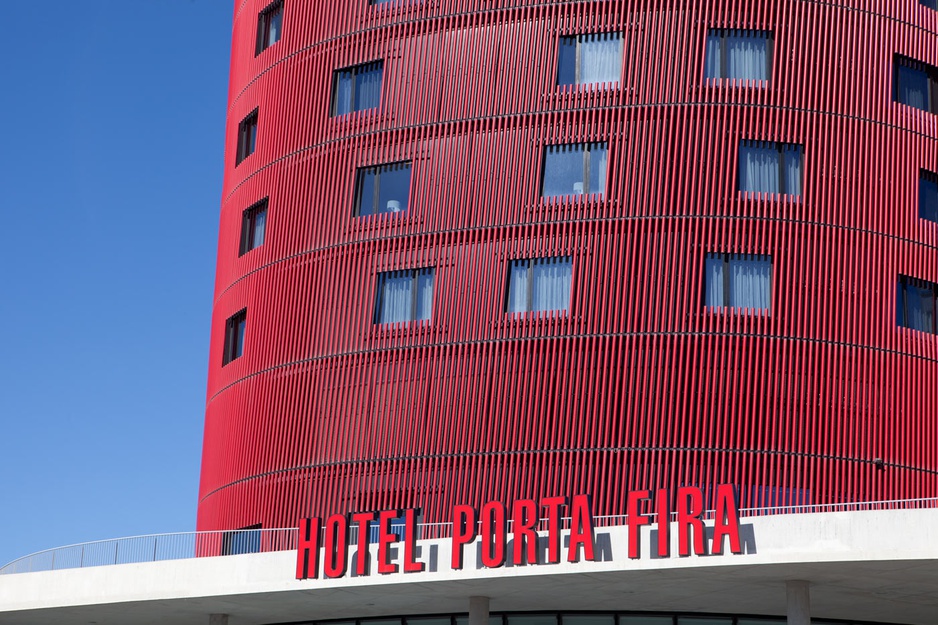 Porta Fira Hotel facade with sign