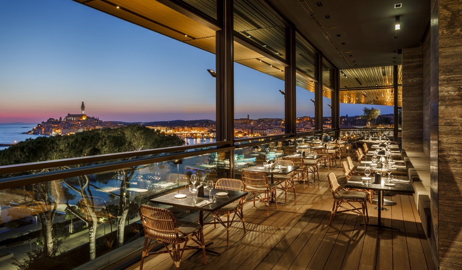 Grand Park Hotel Rovinj Cap Aureo Terrace overlooking Rovinj's Old Town