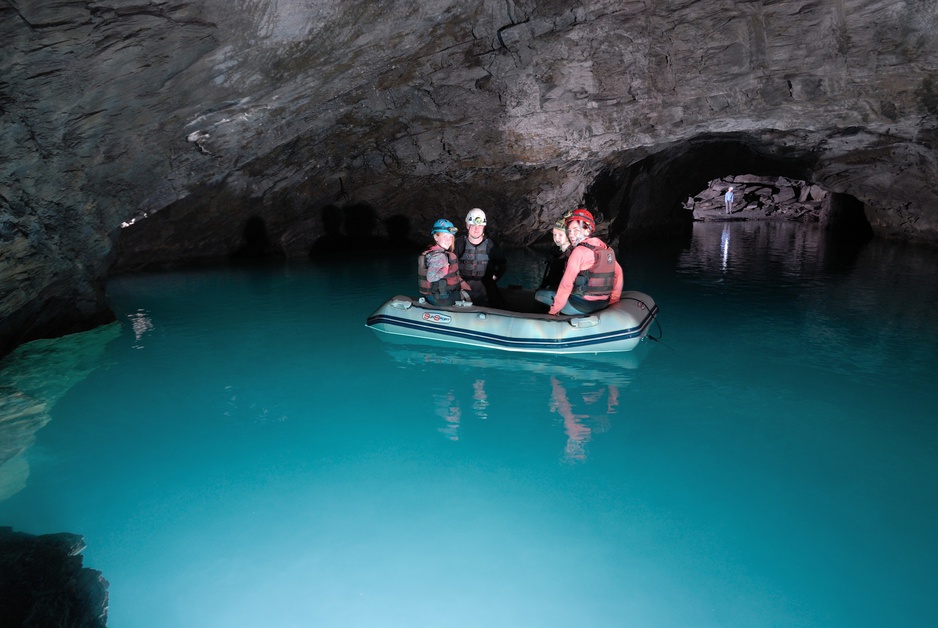 Snowdonia's disused slate mine deep blue lake