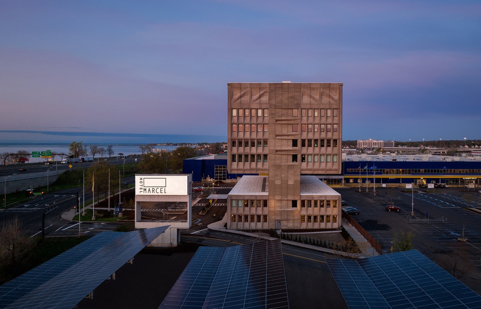 Hotel Marcel - Architecture - Exterior Pre-Dawn Aerial