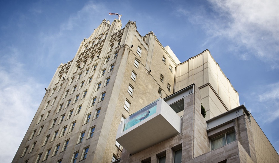 The Joule Dallas Hanging Pool with Glass Wall