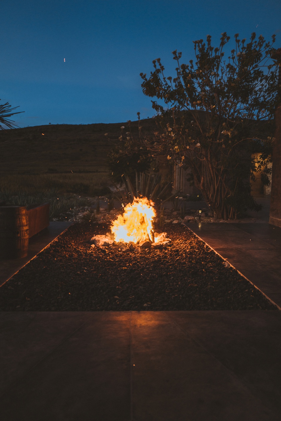 Casa Silencio Fire Pit At Night