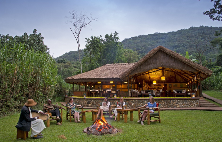 Sanctuary Gorilla Forest Camp open fireplace