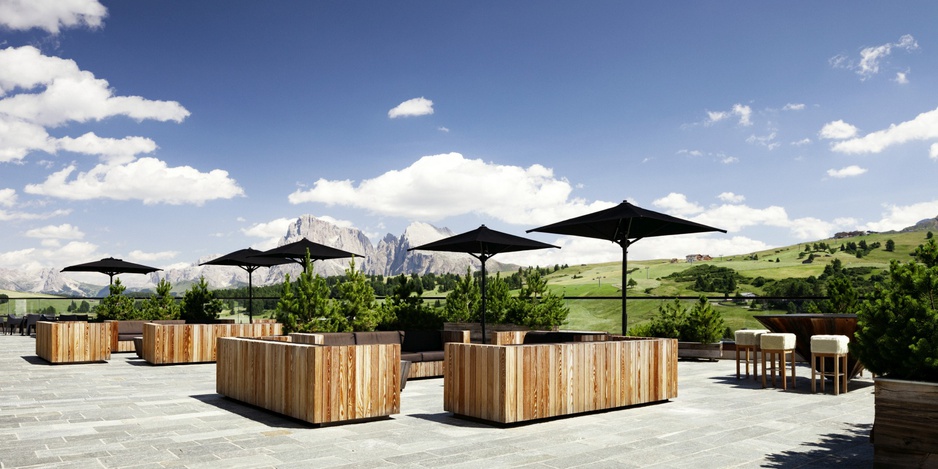 Alpina Dolomites hotel terrace