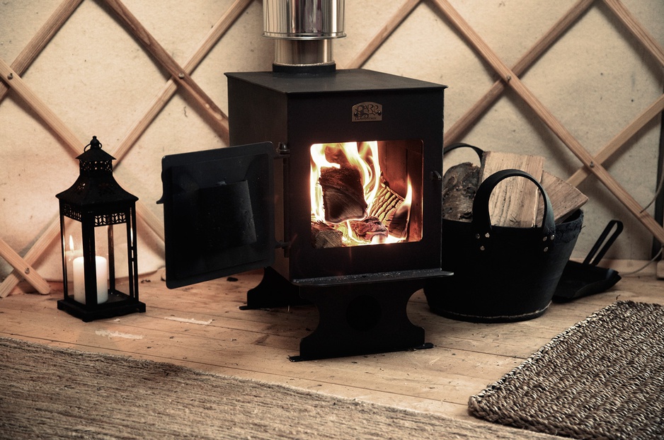 Fireplace in the yurt