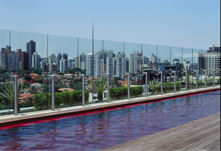 Hotel Unique rooftop swimming pool with breathtaking view on Sao Paulo