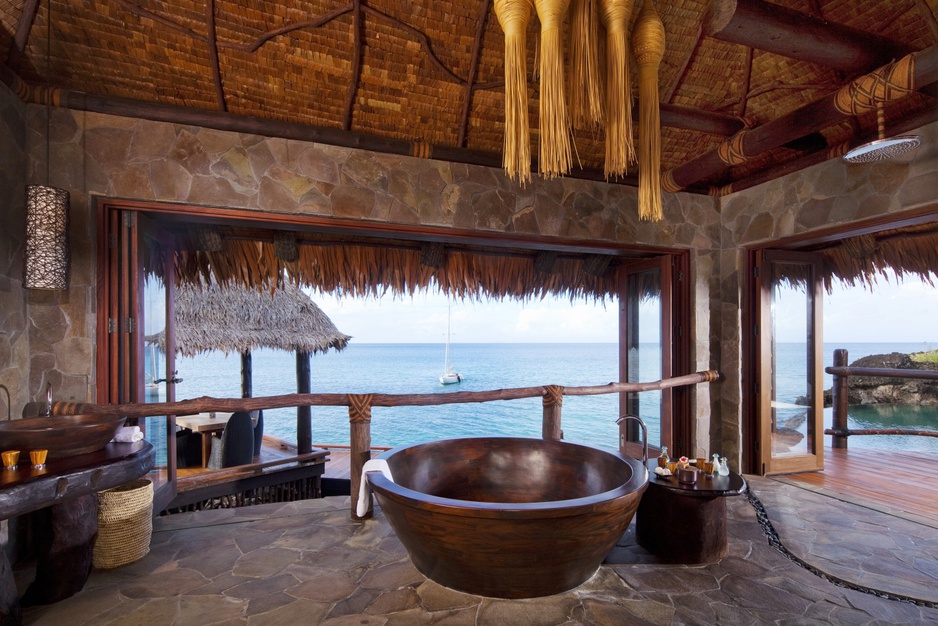 Laucala Island Resort overwater villa bathroom