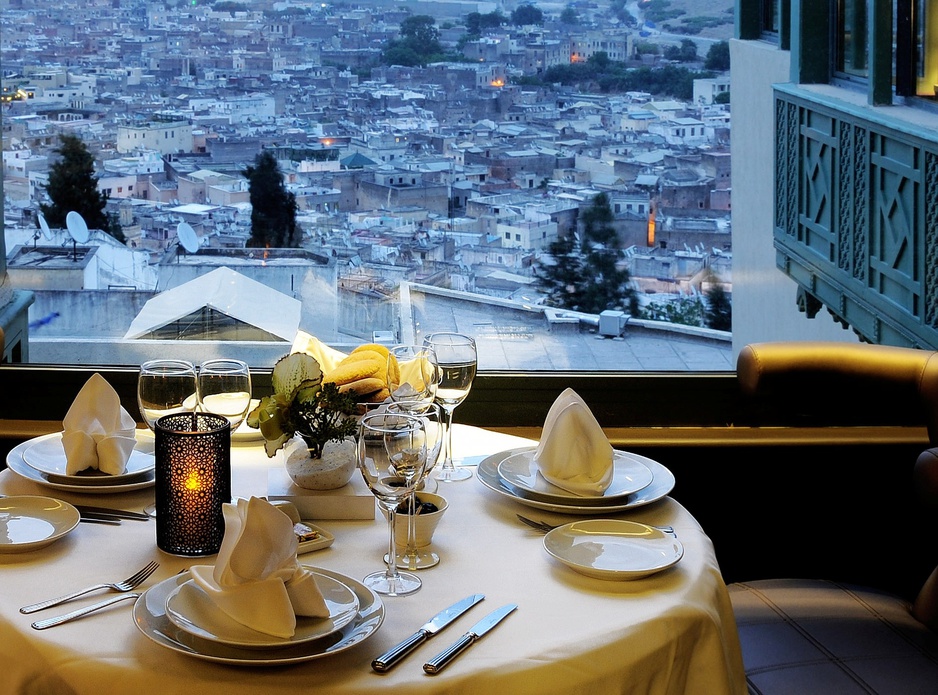 Palais Faraj Restaurant l'Amandier with Fes Medina view