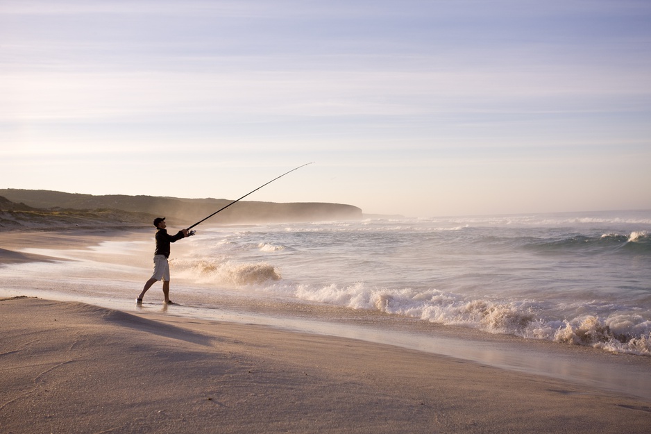 Fishing on the beach of Kangaroo Island