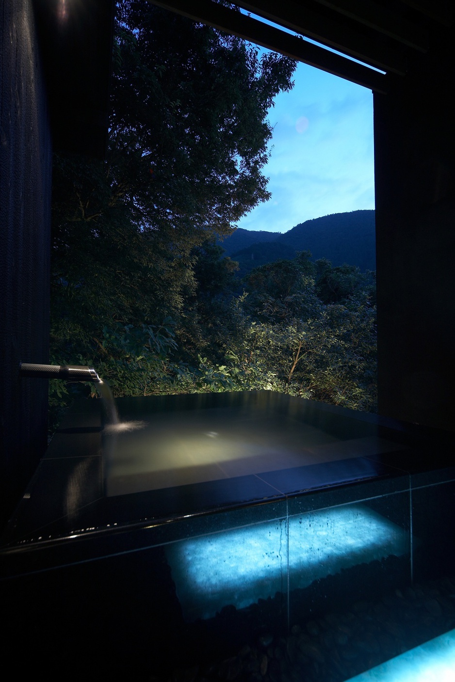 Hakone Ginyu plunge pool at night in the nature