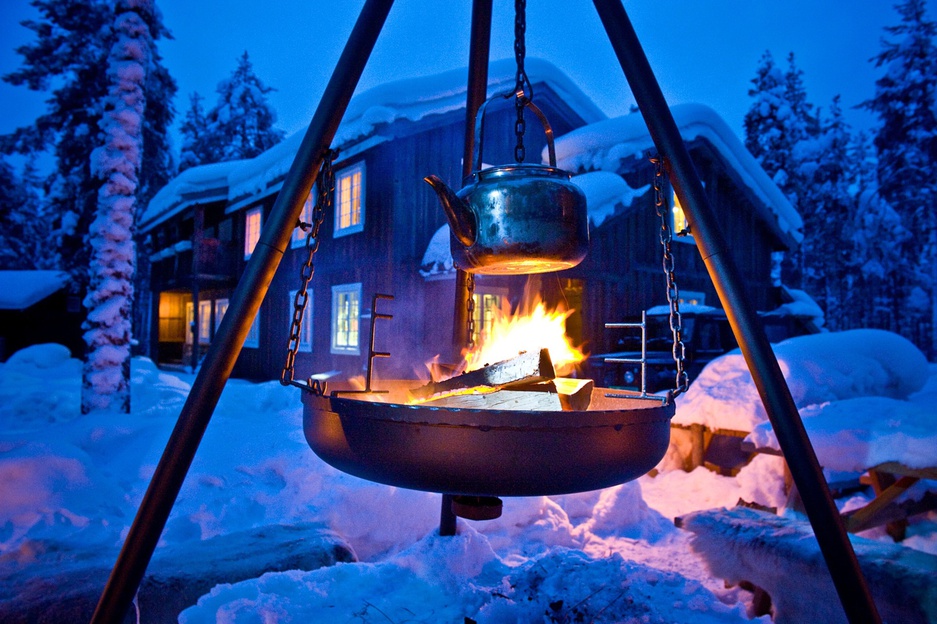 Herangtunet Hotel winter cooking in the open air