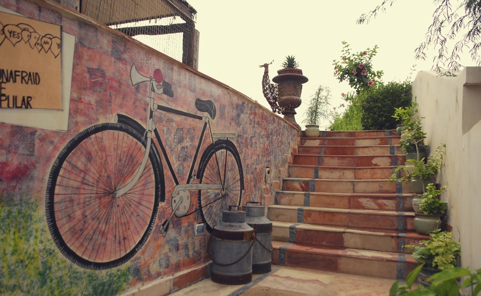 The Farm, Jaipur stairs and decorated wall