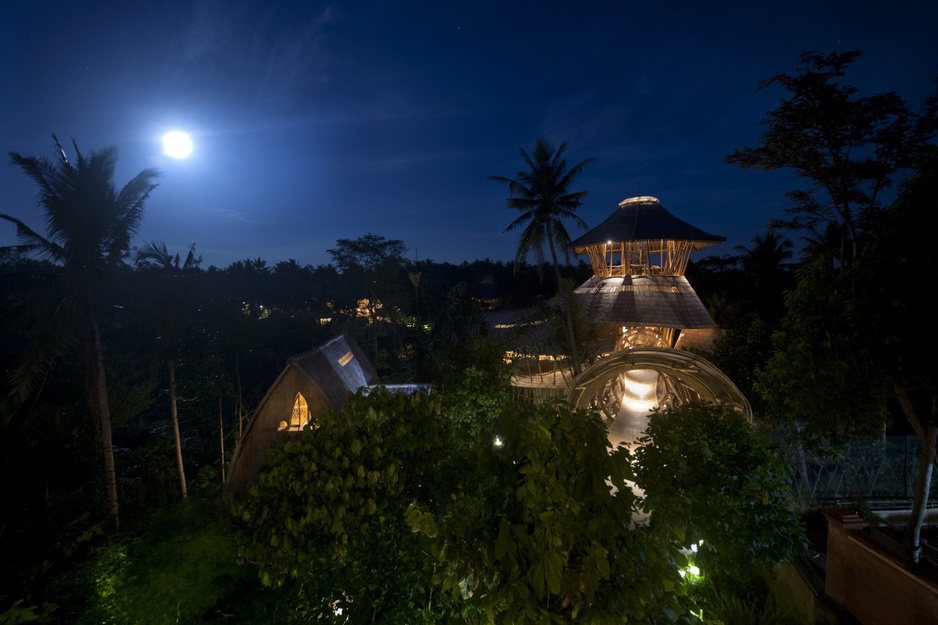 Sharma Springs Bamboo House At Night