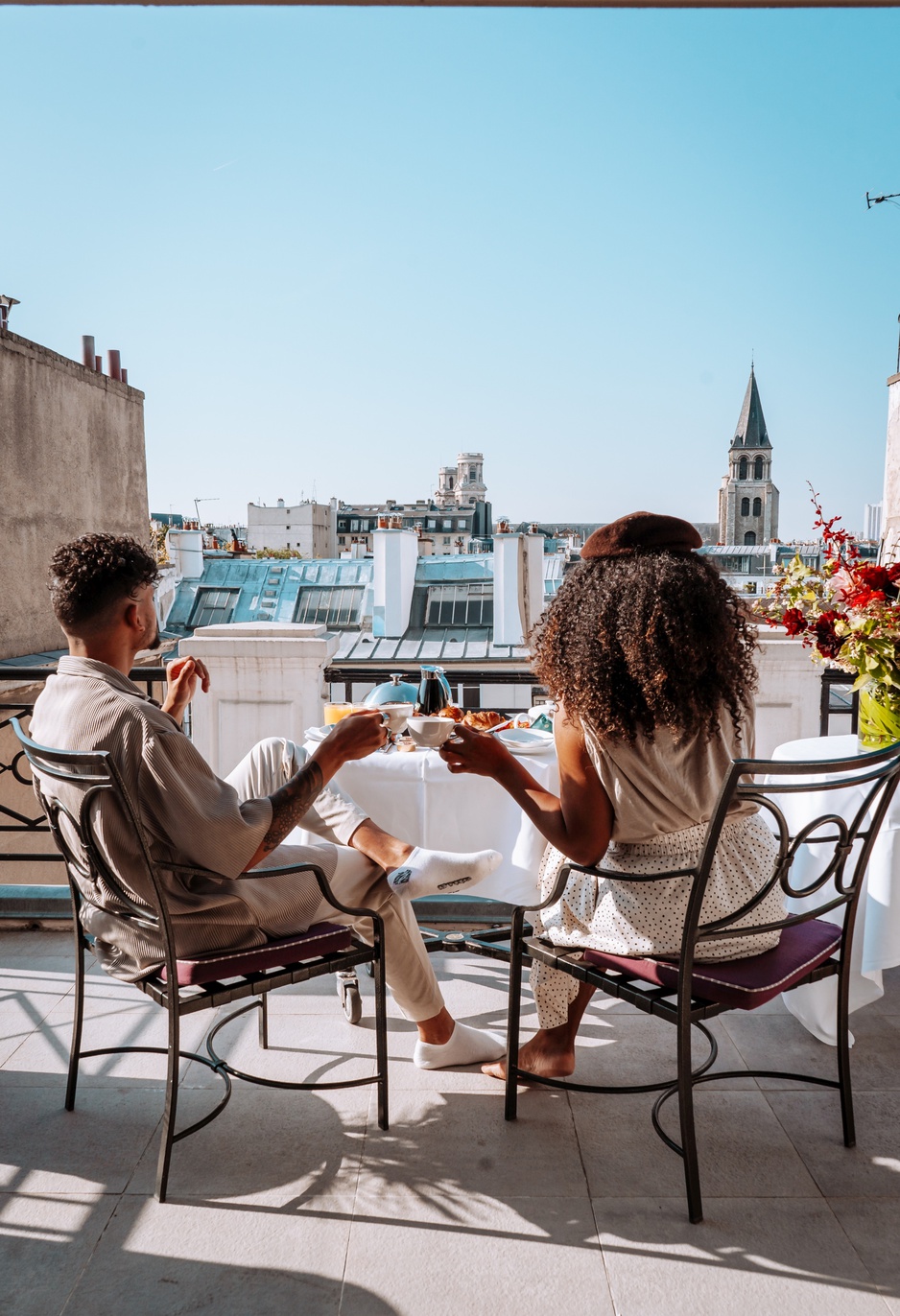 L'Hotel Paris L'Apartment Suite Private Balcony Couple Drinks