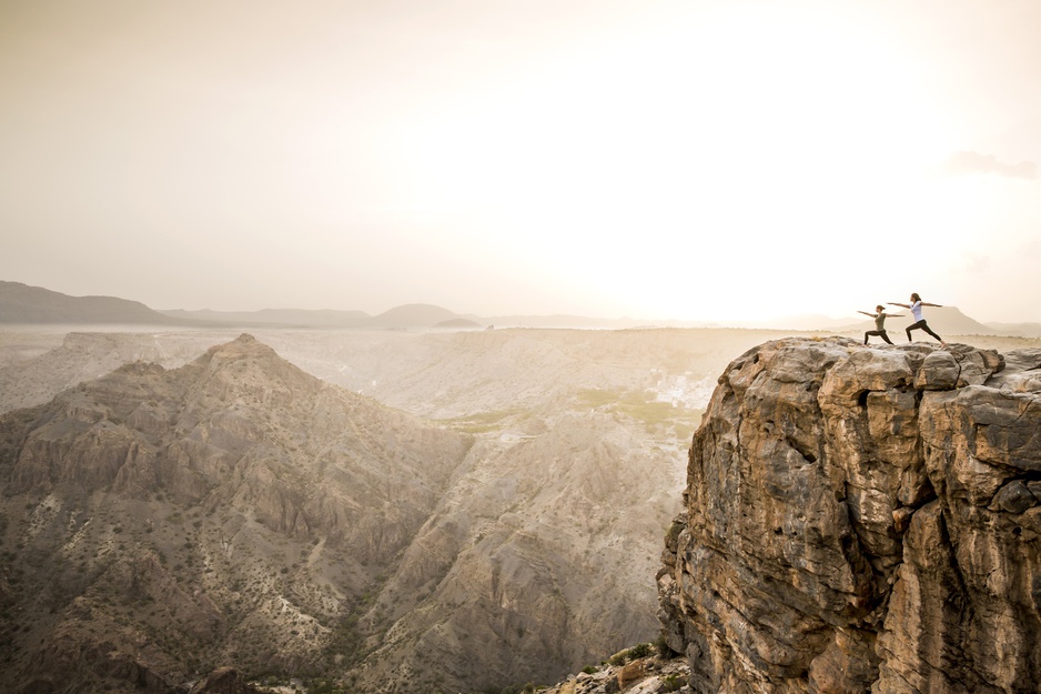 Anantara Al Jabal Al Akhdar Resort yoga on the cliffs