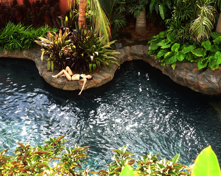 Girl in bikini next to the eco pool