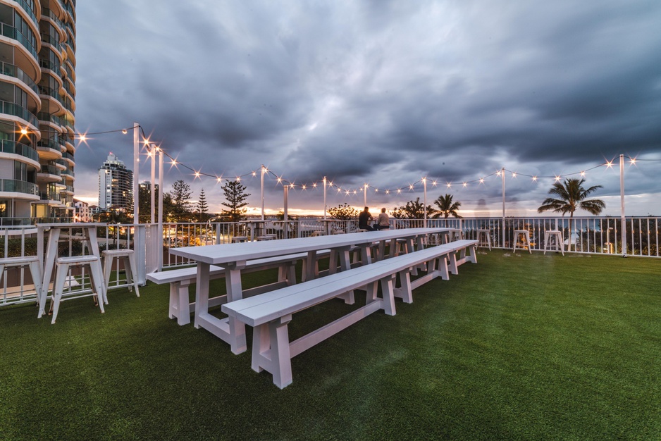 The Pink Hotel Coolangatta Rooftop Terrace At Night