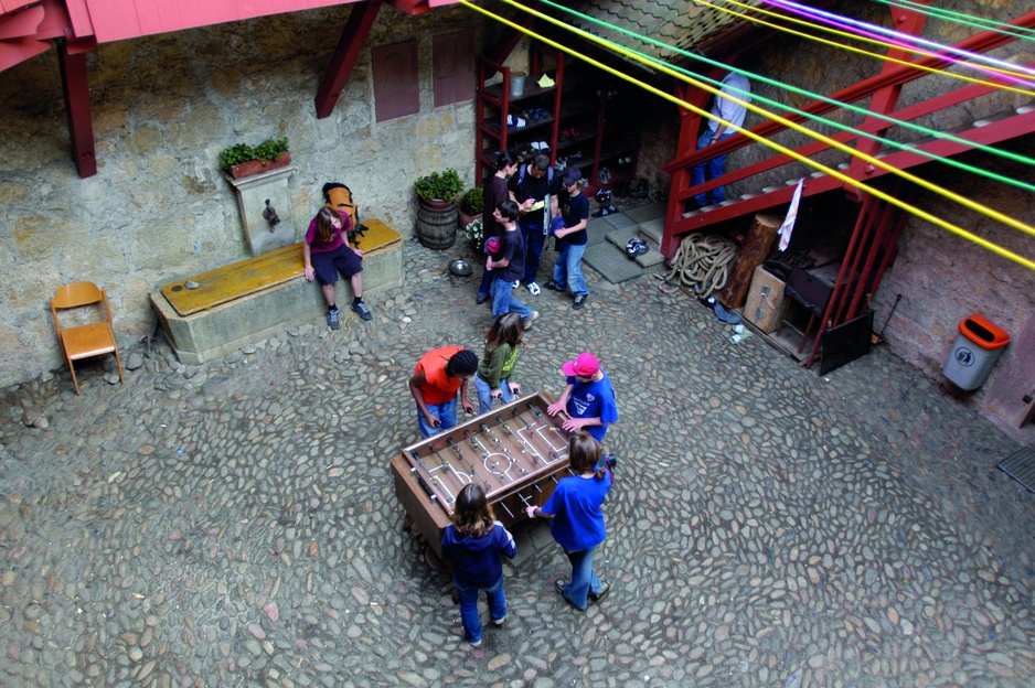 Youth Hostel Mariastein-Rotberg courtyard with table football