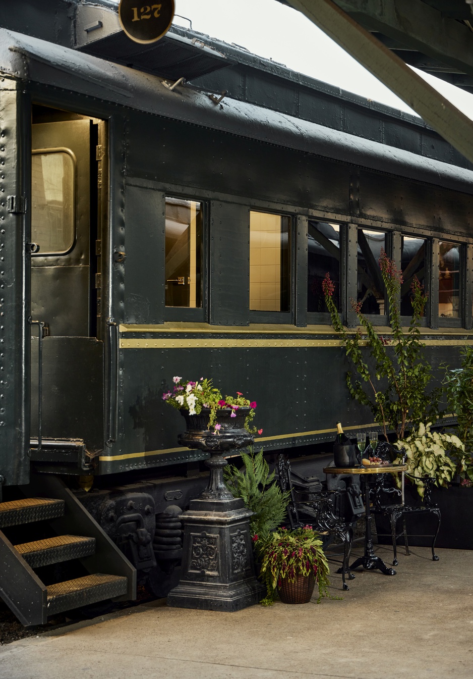 The Hotel Chalet at The Choo Choo Emerald Green Pullman Train Carriage