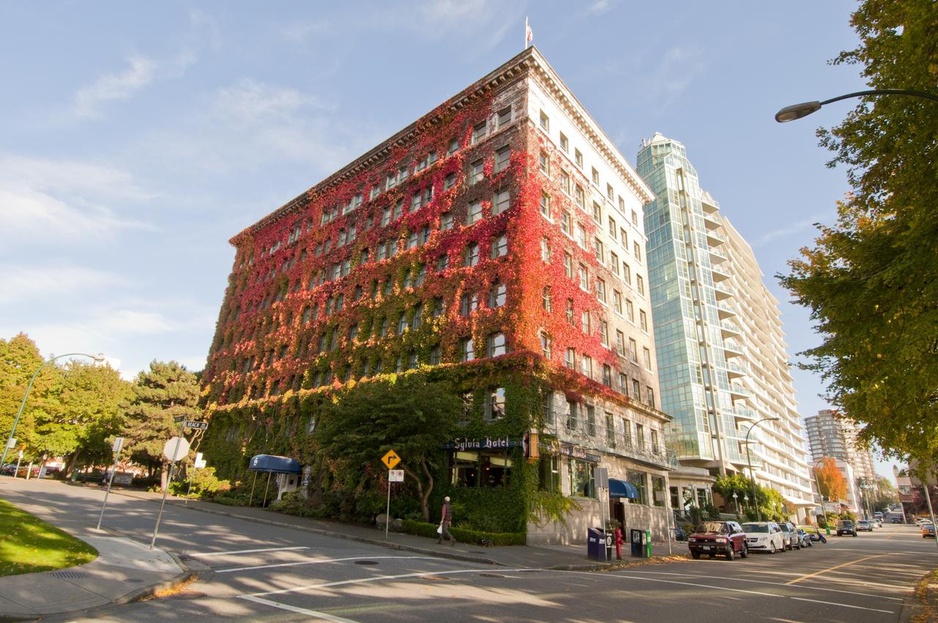 The Sylvia Hotel facade with Virginia creepers