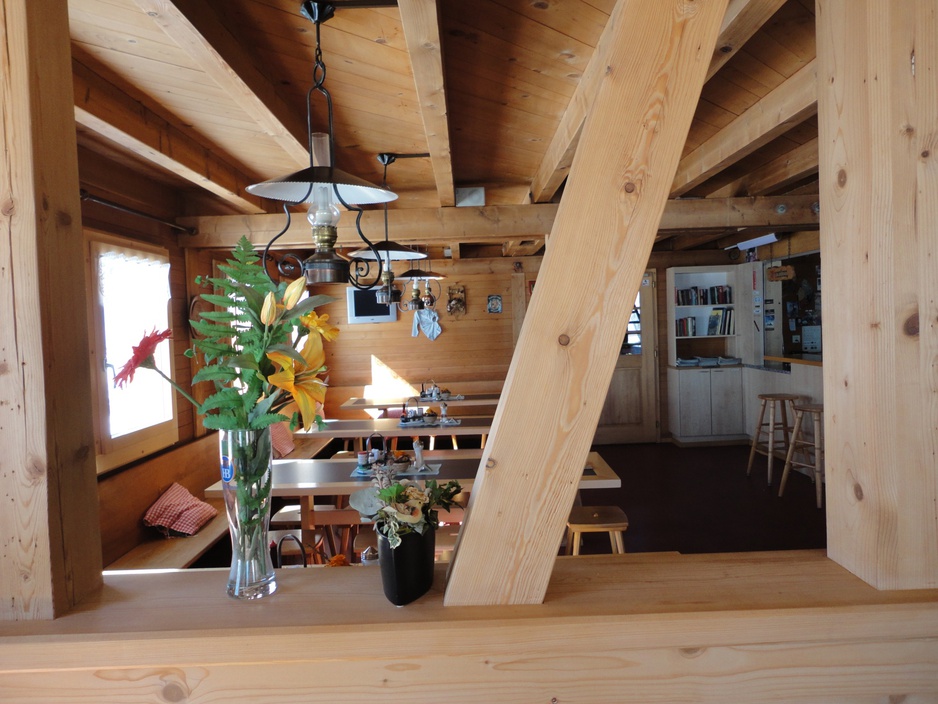 Mönchsjoch Hut wooden interior