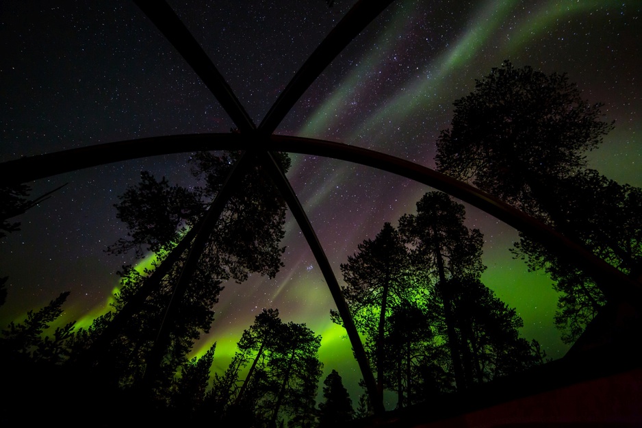 Nellim Wilderness Hotel igloo Northern Lights view from the room