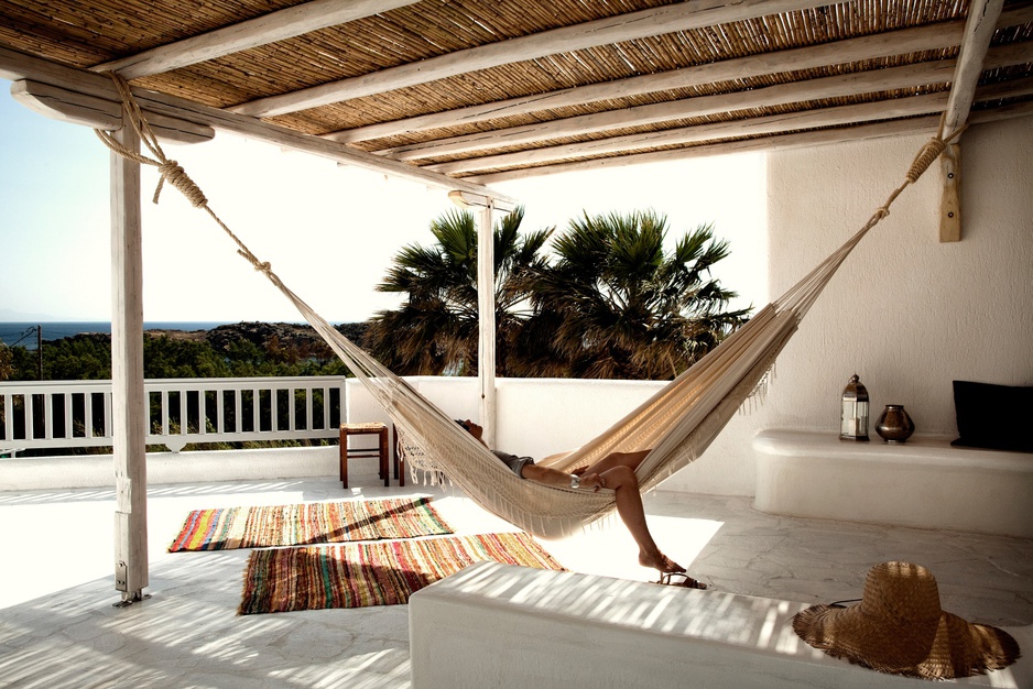 San Giorgio Mykonos terrace with a hammock