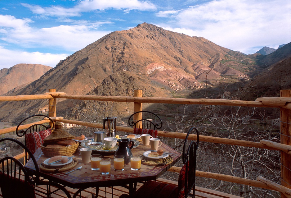 Kasbah Du Toubkal Breakfast On The Panoramic Balcony