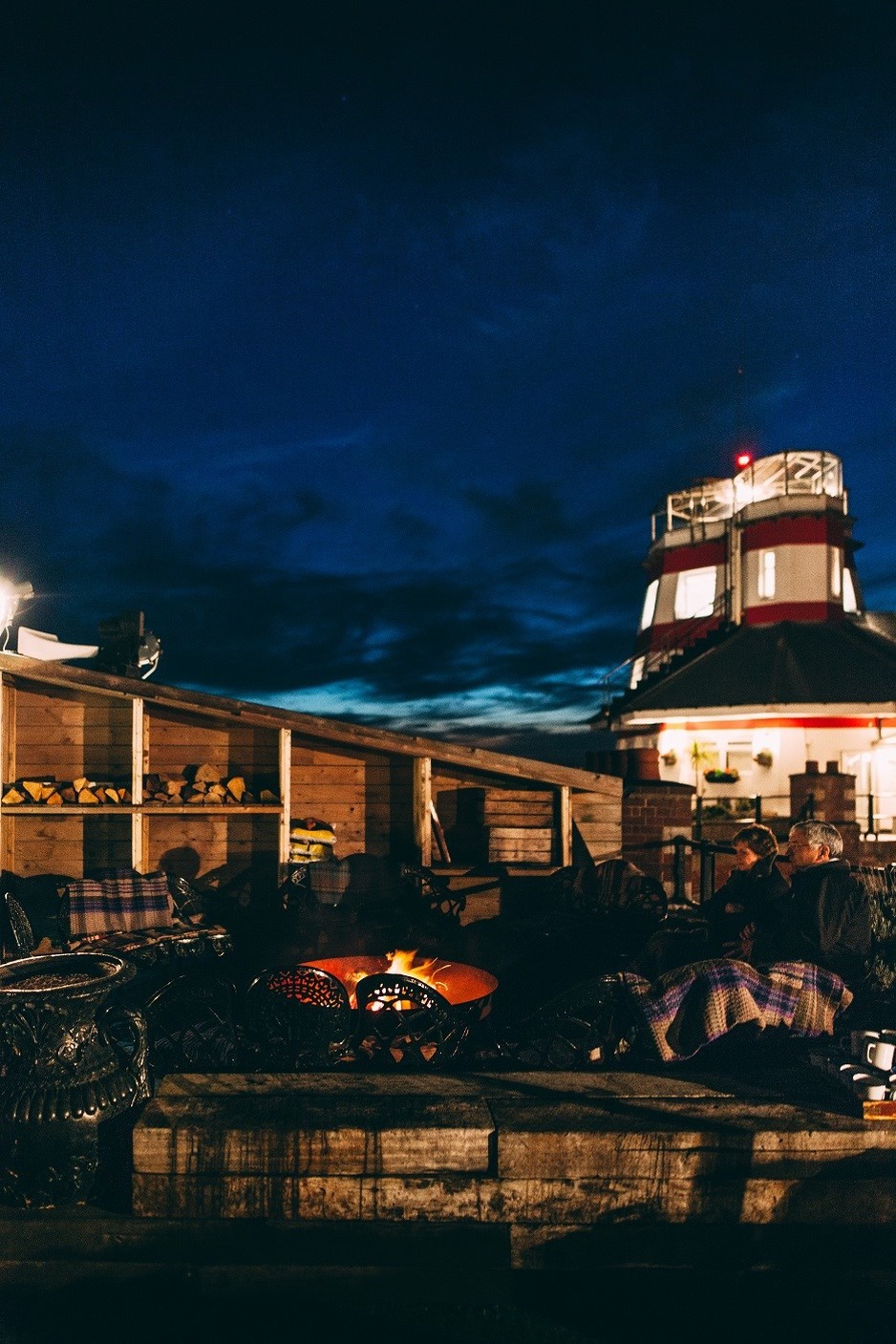 No Man’s Fort at night with fireplace