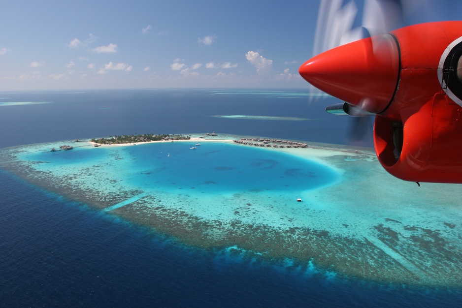 Huvafen Fushi from the airplane