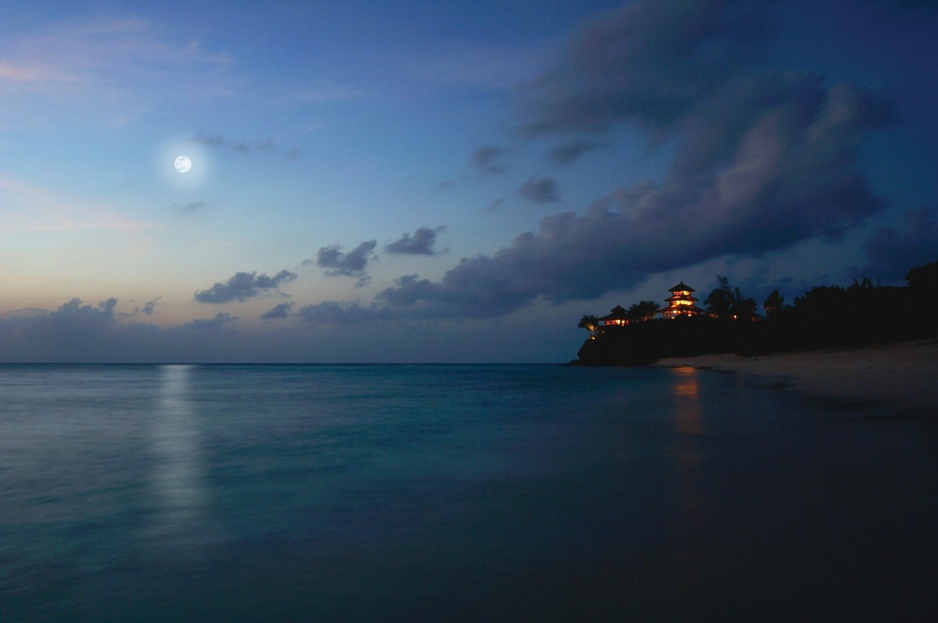 Necker Island in the dark