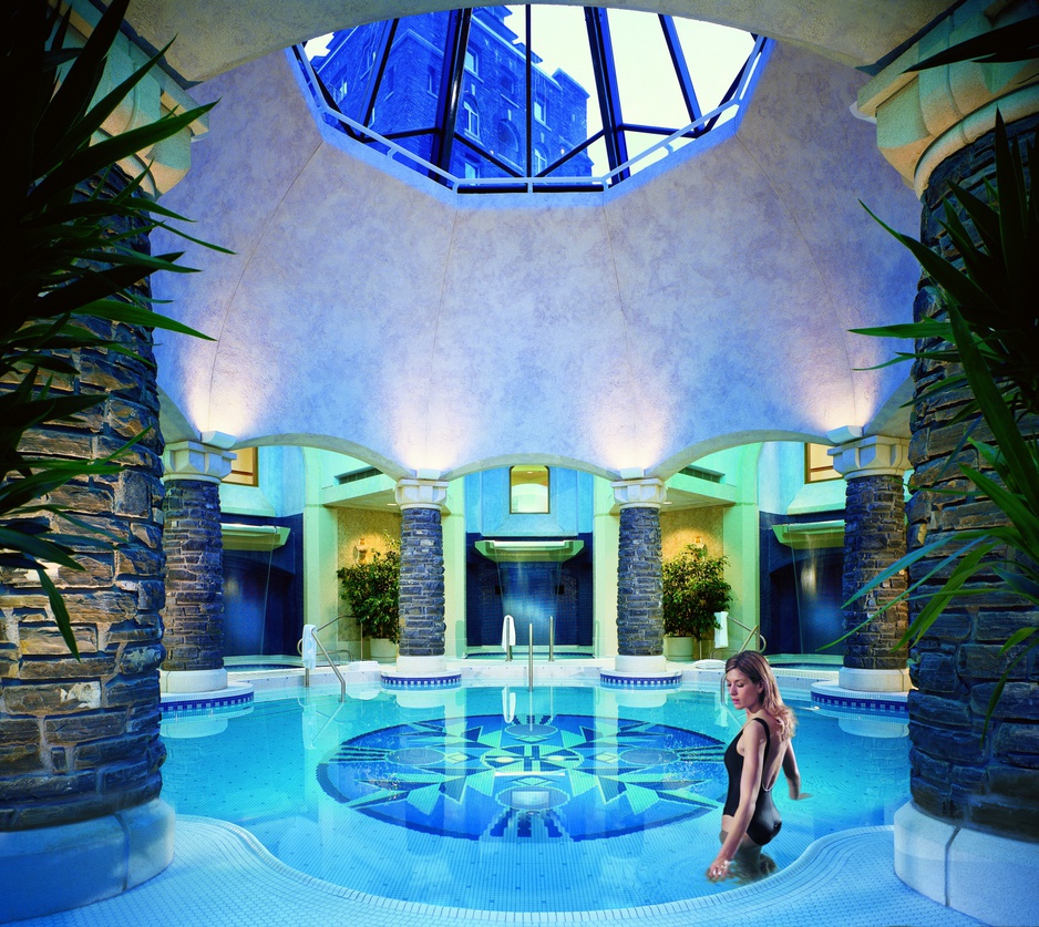 Girl in the swimming pool of Banff Springs Hotel