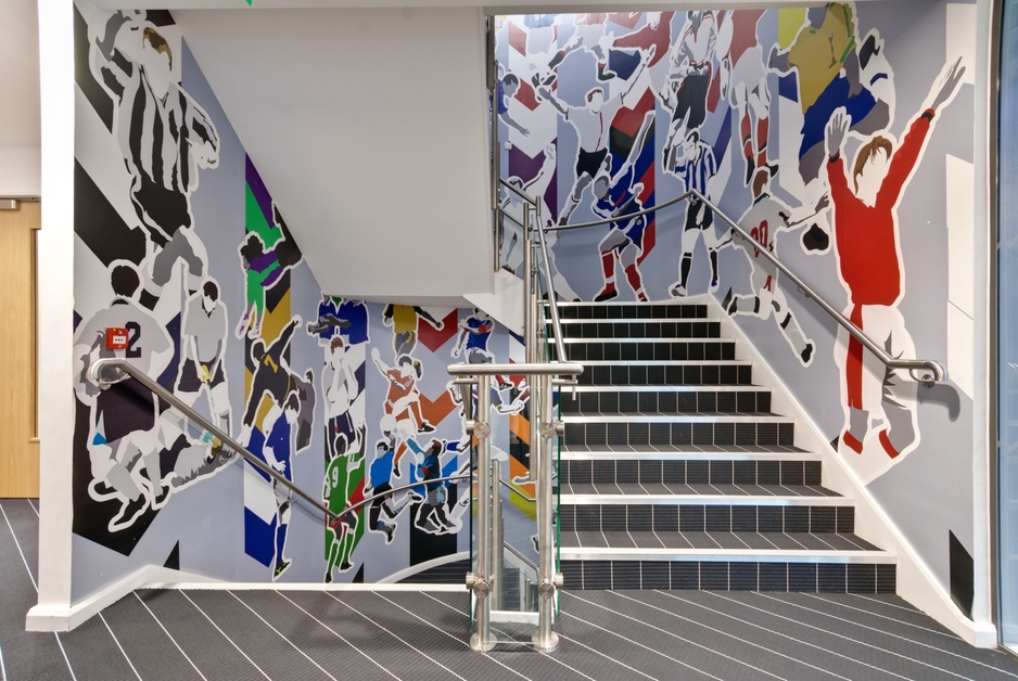 Hotel Football Staircase with Football Player Wallpaper