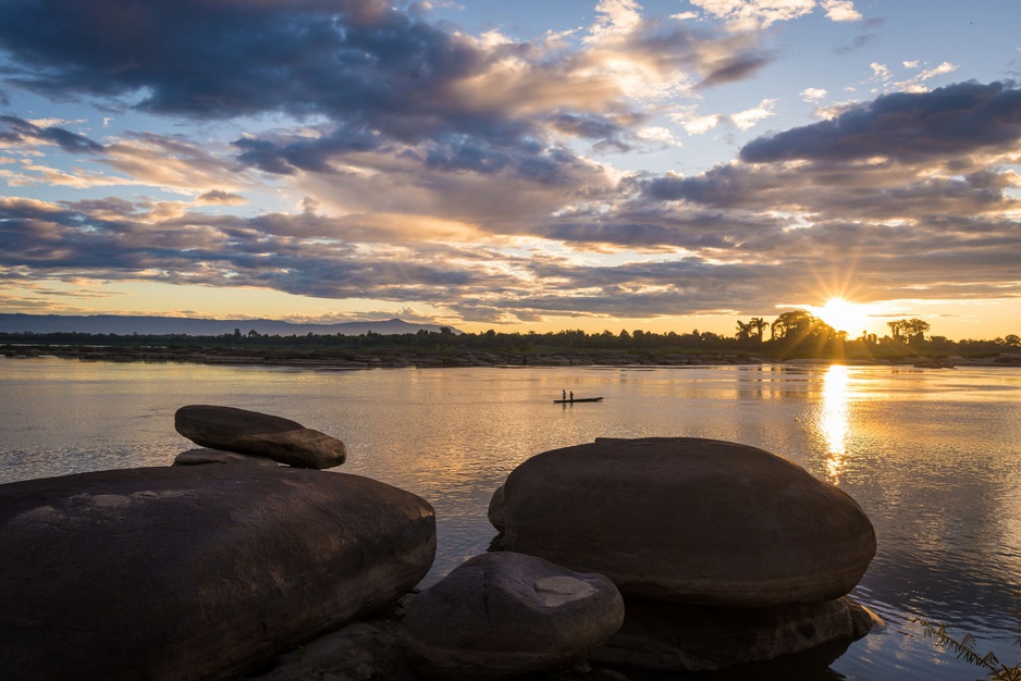 The River Resort Champasak Mekong Beach Rock Formations