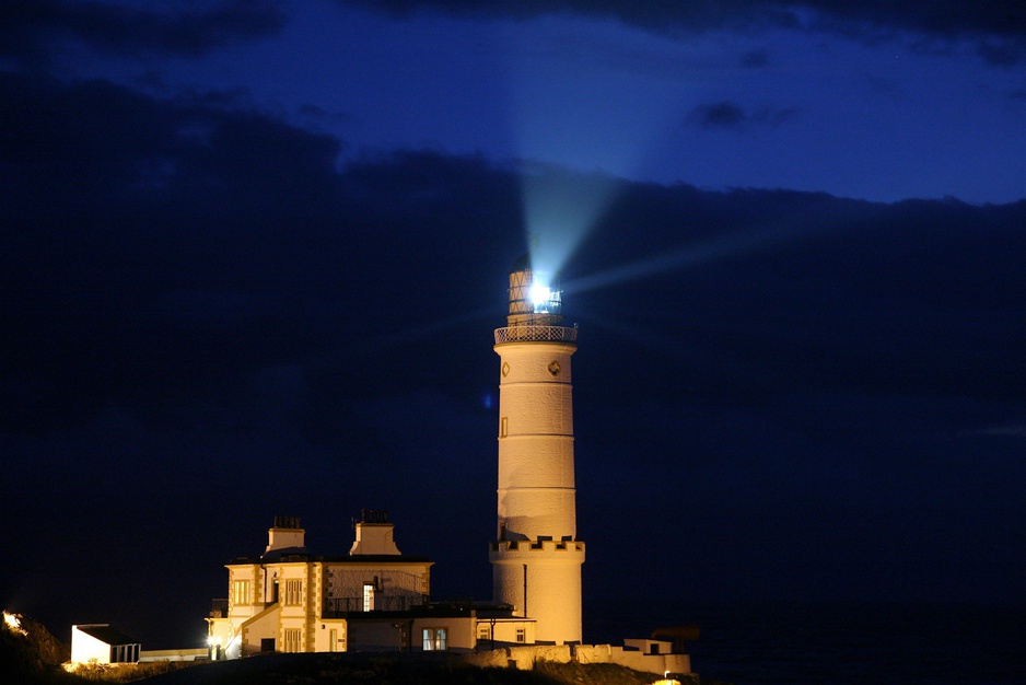 Corsewall Lighthouse at night