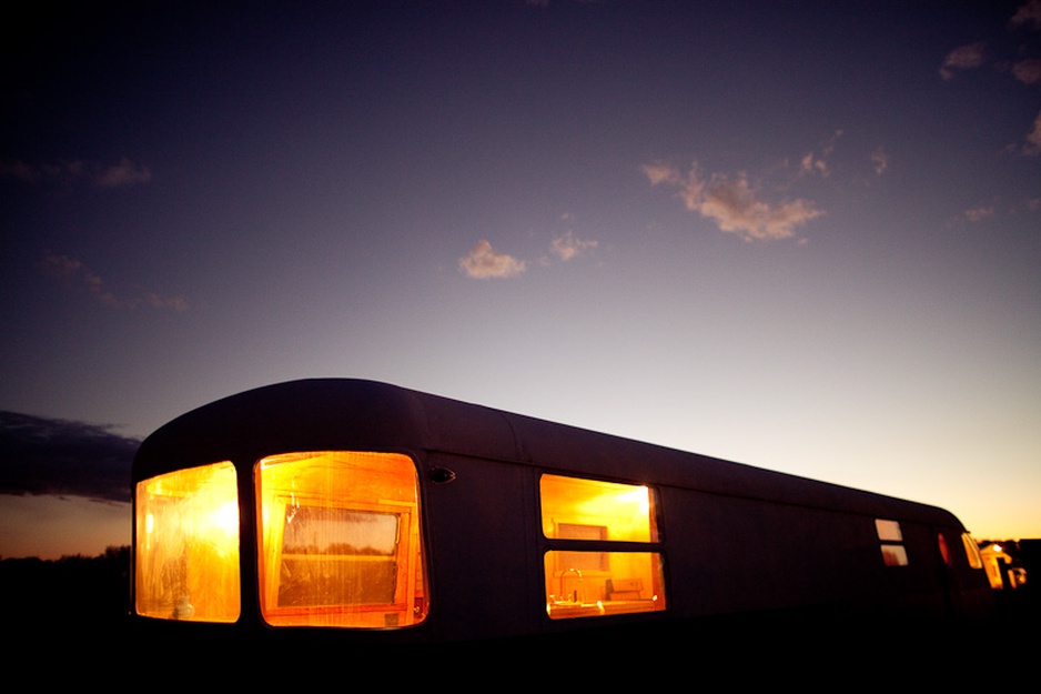 Royal Mansion trailer at night