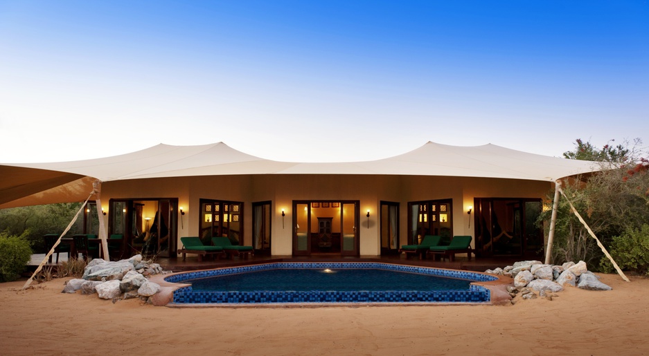 Al Maha Desert Resort tent with pool