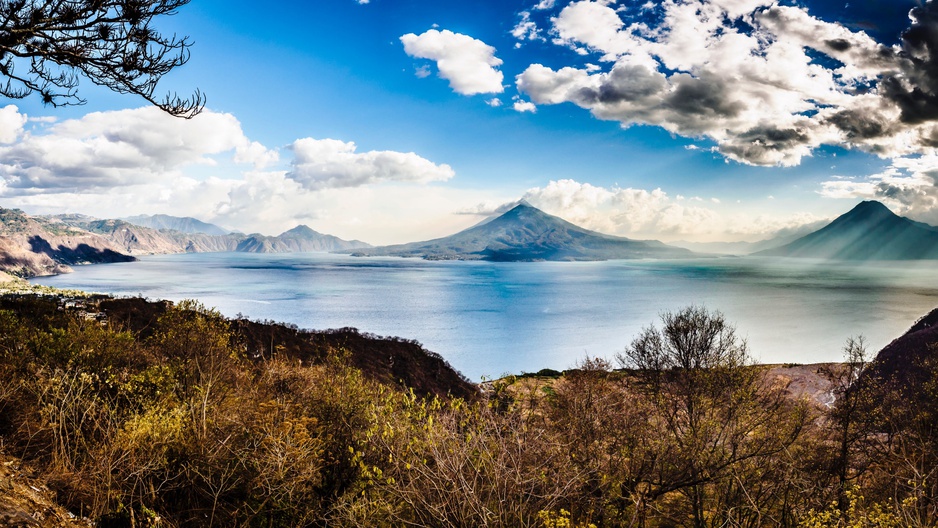 Lake Atitlán Panorama With The Volcanoes