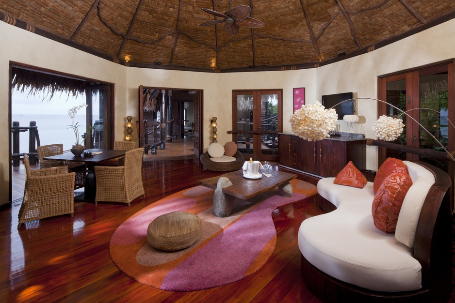 Laucala Island Resort overwater villa lounge