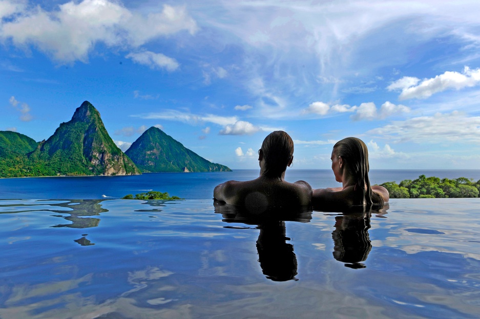 Couple in the infinity pool