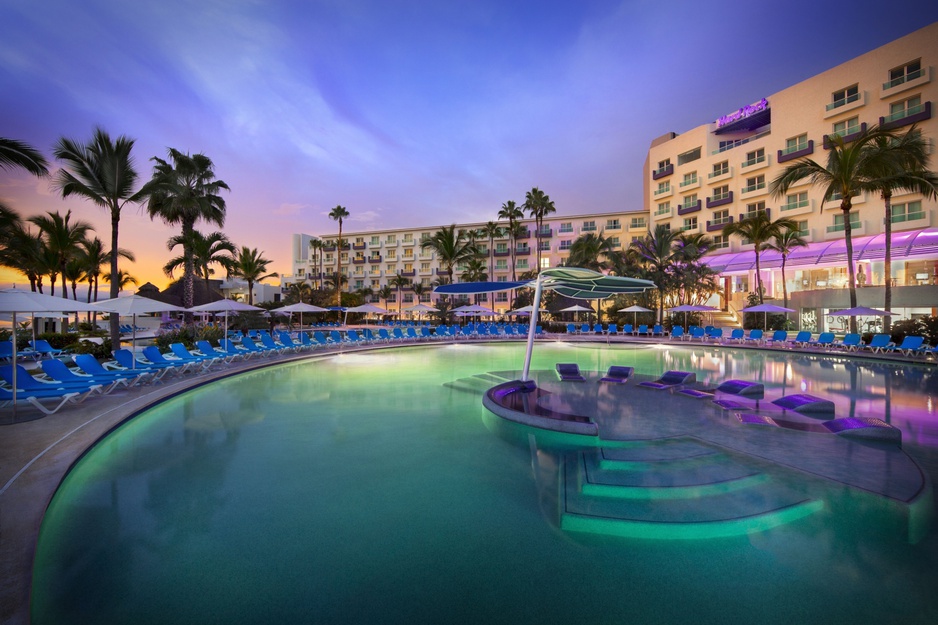 Hard Rock Hotel Vallarta outdoor pools at night