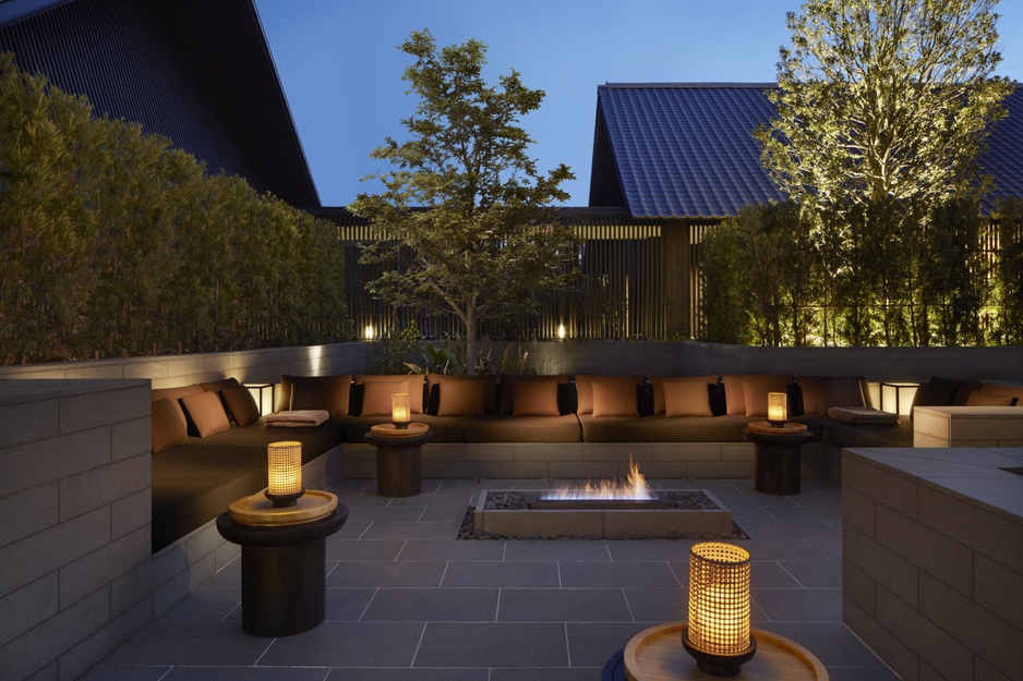 Amanemu terrace fireplace lounge