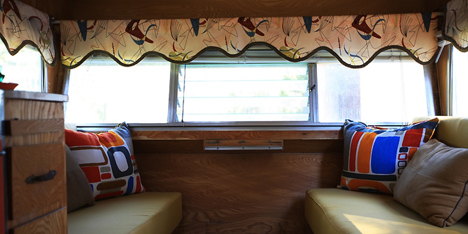 Vintage trailer living room